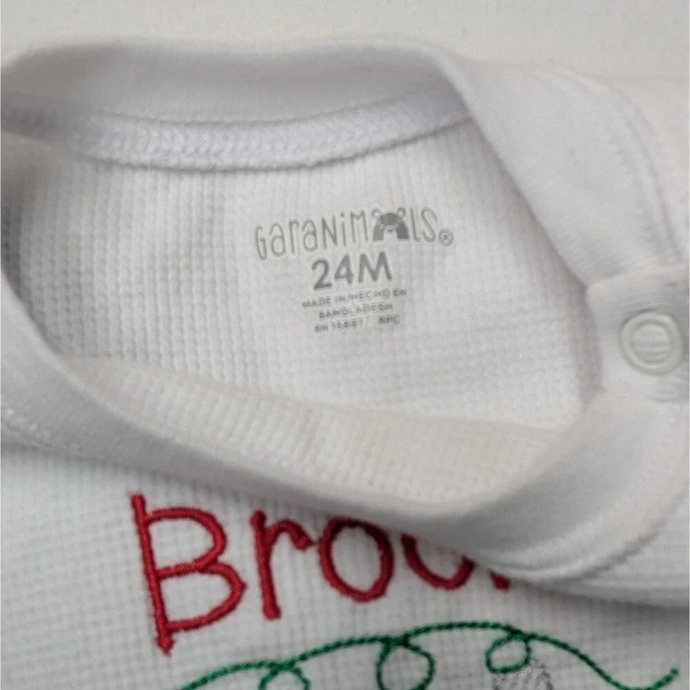 Brooks Winter Christmas Embroidered Garanimals Long Sleeve Bodysuits - 24 Months